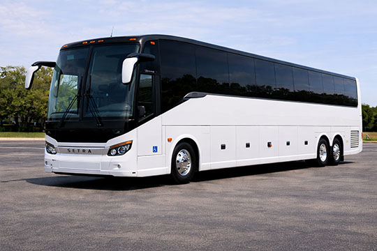 56-passenger charter bus available for charter in Cupertino, CA